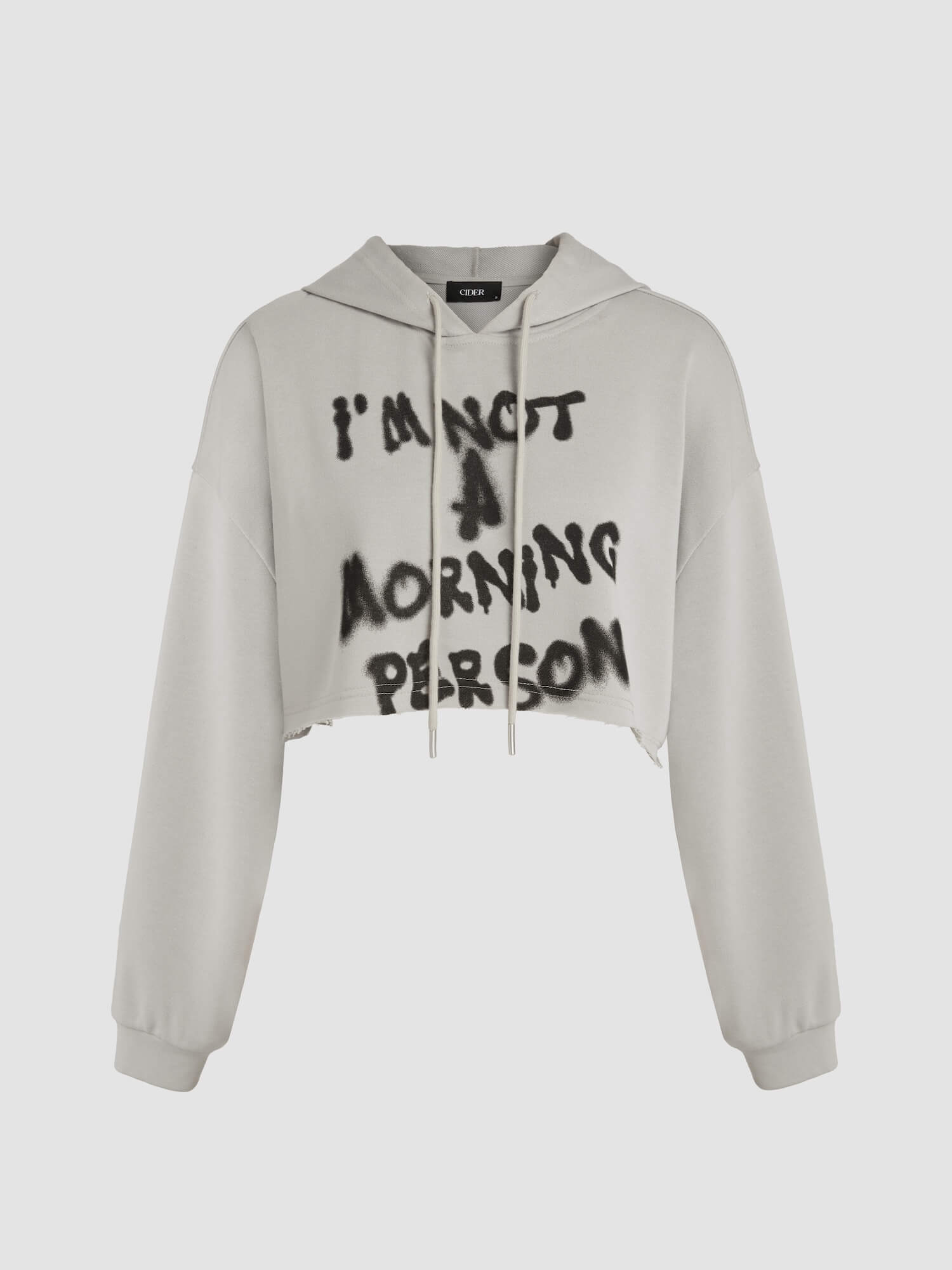 I'M NOT A MORNING PERSON Drawstring Crop Hoodie